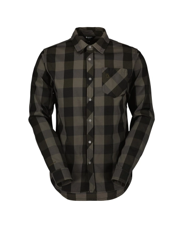 Chemise manches longues Homme TRAIL FLOW CHECK Vert/Noir
