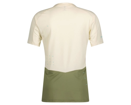 T-shirt manches courtes Femme TRAIL VERTIC ZIP Vert Foin/Blanc Coton