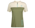T-shirt manches courtes Femme TRAIL VERTIC ZIP Vert Foin/Blanc Coton - Image 1/2