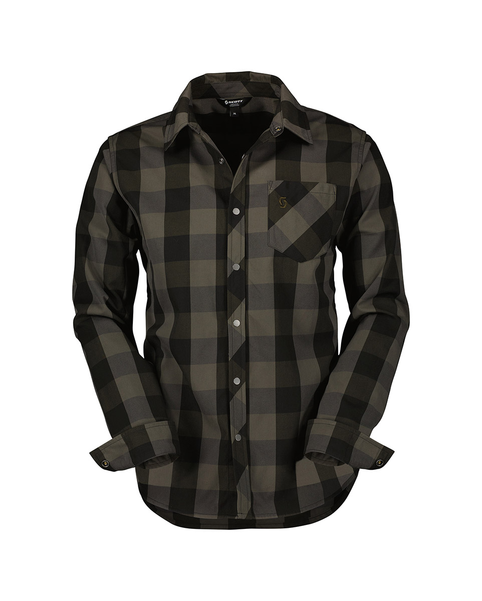 Chemise manches longues Homme TRAIL FLOW CHECK Vert/Noir