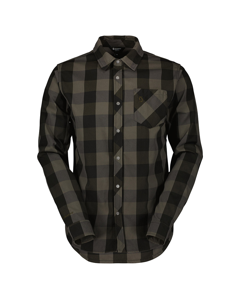 Chemise manches longues Homme TRAIL FLOW CHECK Vert/Noir